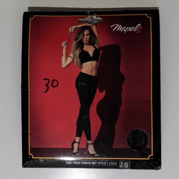 Mapalé Lingerie Two Piece Jumpsuit style pants set in black - Picture 1 of 2